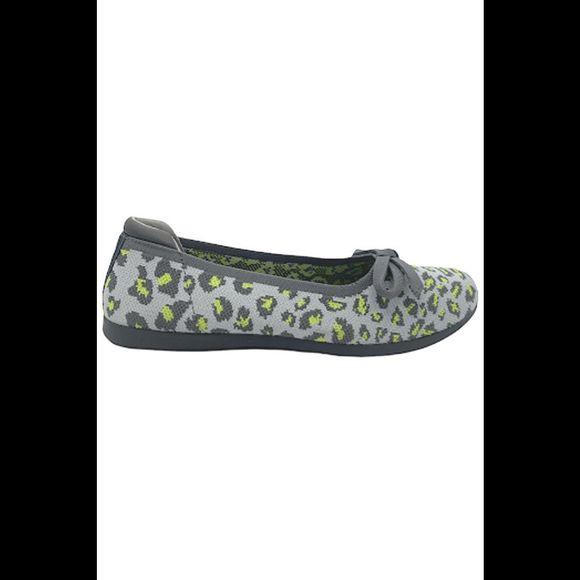 Clarks Cloudsteppers Knit Bow Flats Carly Hope Gray/Yellow Leo - Medium - Picture 1 of 5